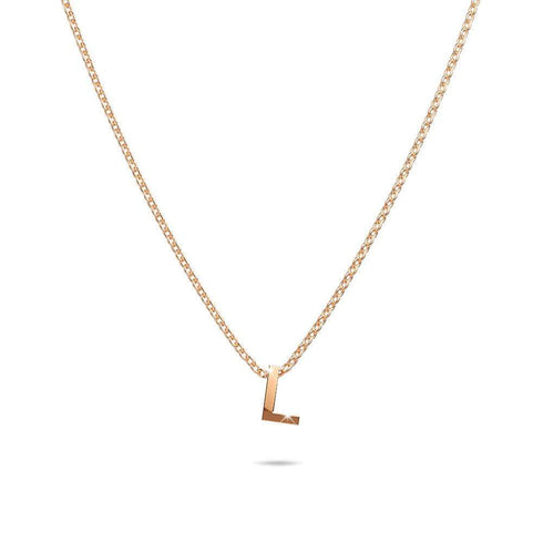 Initials Brick Alphabet Letter Necklace Rose Gold Layered Steel Jewellery